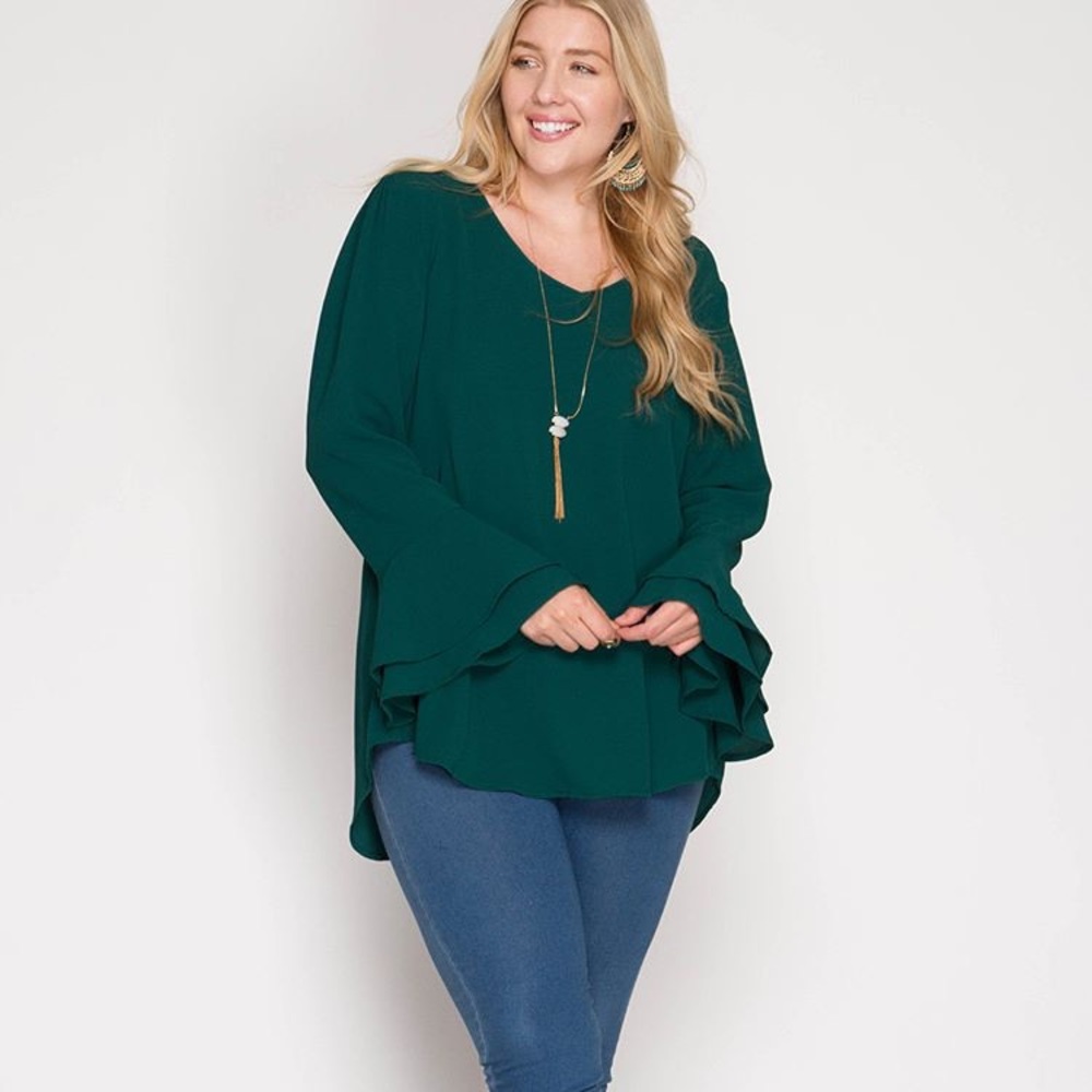 Heather Green Cross Back Blouse